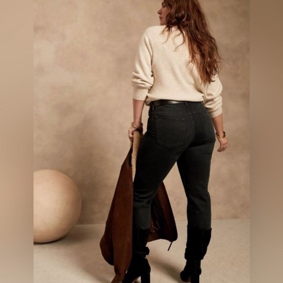 NWT! Banana Republic Black High-Rise Straight Organic Cotton Jean -Size 31 🔹 - Picture 2 of 10